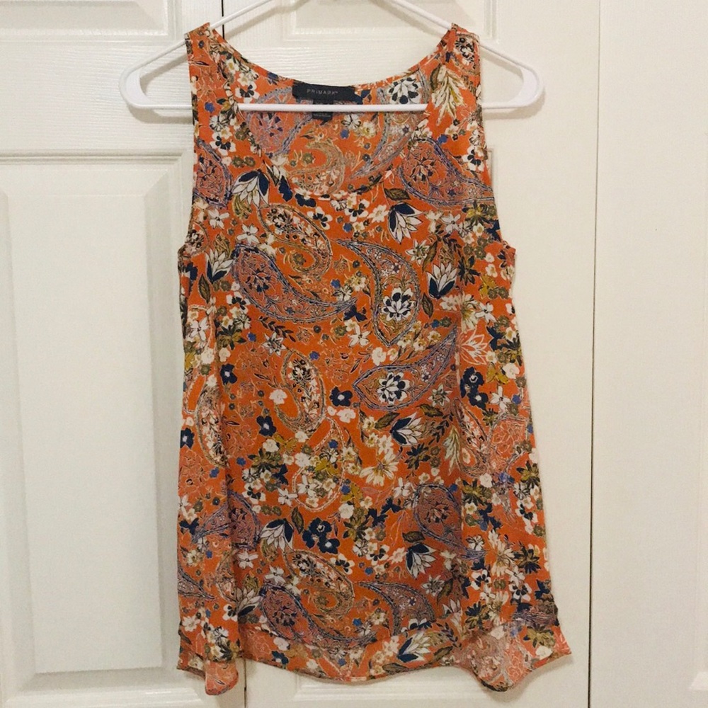 Primark Orange Patterned Tank Blouse